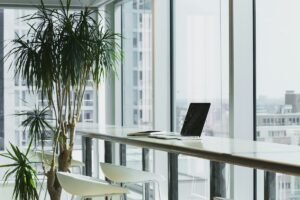 Bright modern office with desks and computers