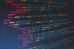 Close view of programming code in an editor
